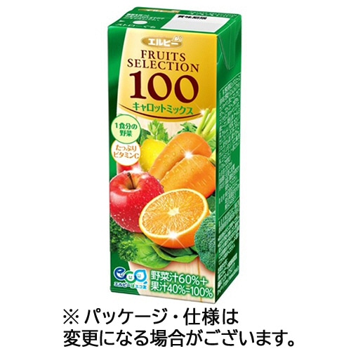 エルビー フルーツセレクション キャロットミックス100 200mL 紙パック 1セット(72本:24本×3ケース)