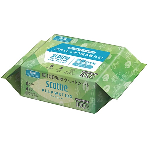 日本製紙クレシア スコッティ ウェットシート 除菌アルコール PULP WET 100 1セット(2400枚:100枚×24パック)