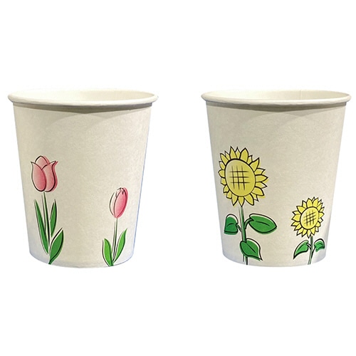 ファーストレイト　ペーパーカップ　ロースタッキング仕様　チューリップ＆向日葵　１５０ｍＬ（５オンス）　ＦＲ－５３６２　１セット（４０００個：１０００個×４パック