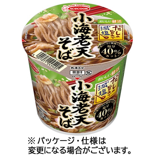 エースコック だしの旨みで減塩 小海老天そば 42g 1ケース(12食)