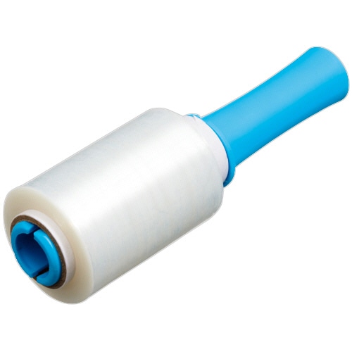 クラフトマン ミニストレッチフィルム ハンディ付 青 0.012mm×100mm×200m CF-MSF-H 1セット(10巻)