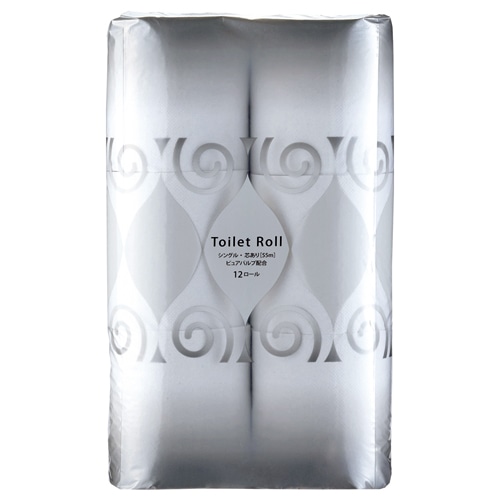 TANOSEE トイレットペーパー パルプブレンド シングル 芯あり 55m 1セット(96ロール:12ロール×8パック)