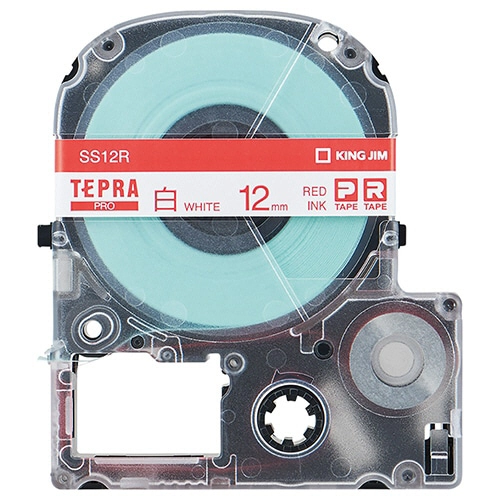 キングジム　テプラ　ＰＲＯ　テープカートリッジ　１２ｍｍ　白／赤文字　ＳＳ１２Ｒ　１個
