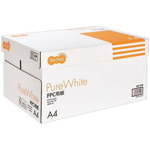 ＴＡＮＯＳＥＥ　ＰＰＣ用紙　Ｐｕｒｅ　Ｗｈｉｔｅ　Ａ４　上フタ付箱　１箱（５０００枚：５００枚×１０冊）