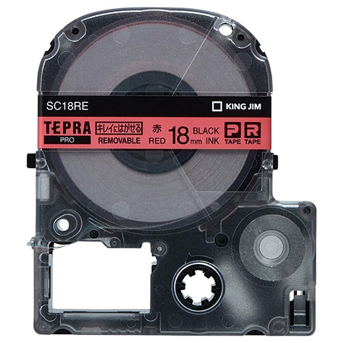 キングジム　テプラ　ＰＲＯ　テープカートリッジ　キレイにはがせるラベル　１８ｍｍ　赤／黒文字　ＳＣ１８ＲＥ　１個