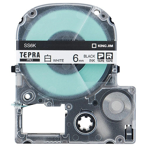 キングジム　テプラ　ＰＲＯ　テープカートリッジ　６ｍｍ　白／黒文字　エコパック　ＳＳ６Ｋ－１０ＰＮ　１パック（１０個）